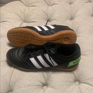Adidas Black and Green Indoor Soccer Shoes